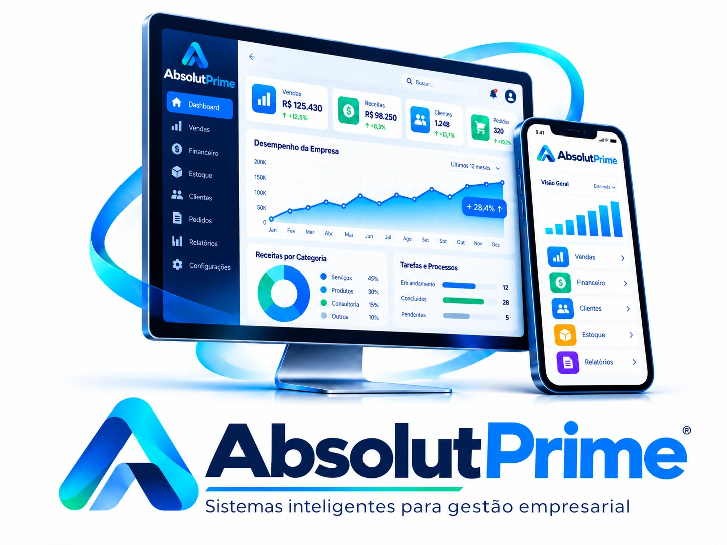 Absolut Prime: sistema de gestão no computador e no celular